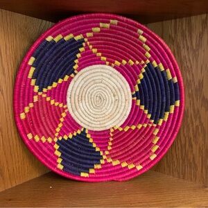 Handwoven Uganda Pink and Navy Basket